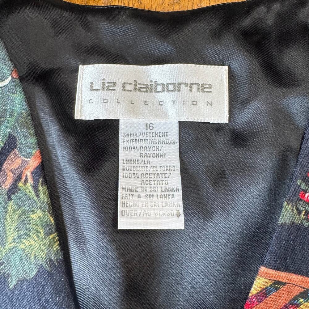 Vtg Liz Claiborne Vest Womens Sz 16 Black Horse Scottish Equestrian Hunting 80’s - Picture 2 of 5